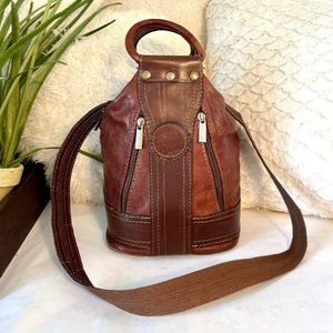Italian Convertible Sling Backpack Bucket Leather Bag